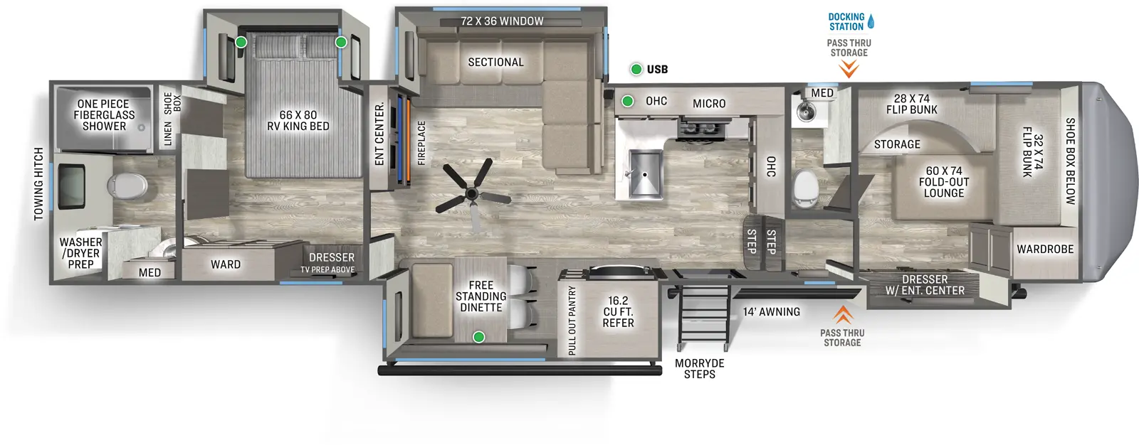 Sandpiper Fifth Wheels 3710HBFB Floorplan